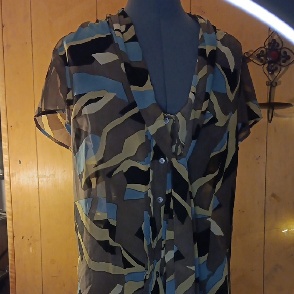 Jones New York Multicolor Abstract Blouse